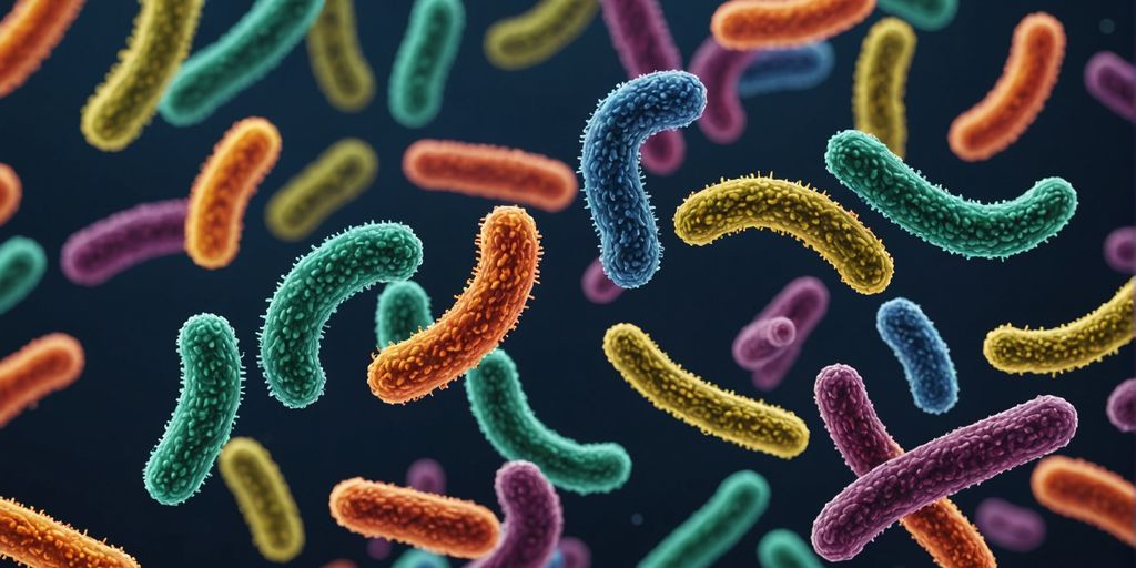 Illustration of diverse bacteria for microbiome test.